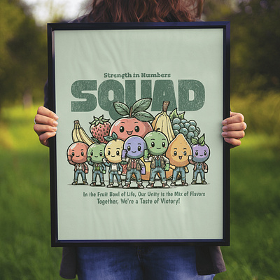 Squad adorable cartoon cute design fruit funny kittl pop culture print on demand squad t shirt t shirt design