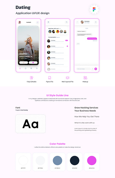 Dating App Design (UI/UX) adobe app branding call chat dating design girls hot logo pink screen ui uiux vector video