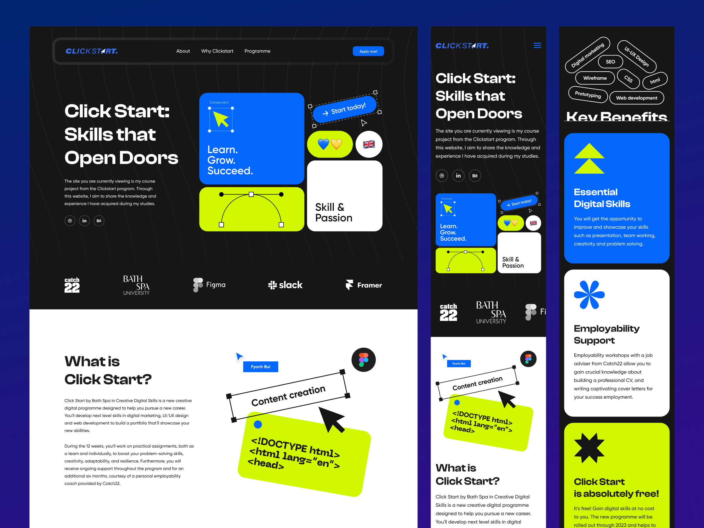 Click Start: Digital Training – Landing page Mobile Responsive