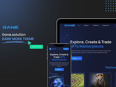 Gane Solution- NFT Marketplace bitcoin btc dark mode nft nft art nft marketplace ui