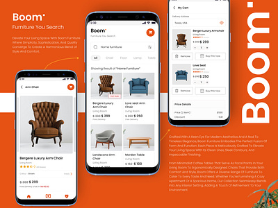 Boom - Furniture E-commerce App furniture app luxury minimalistic mobile shoping ui