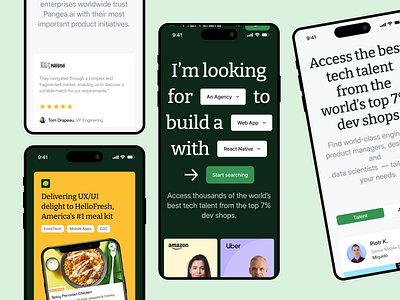 Pangea.ai - Mobile agency booking client design developers development freelancer job minimal mobile product visual responsive search talent ui ux visual identity