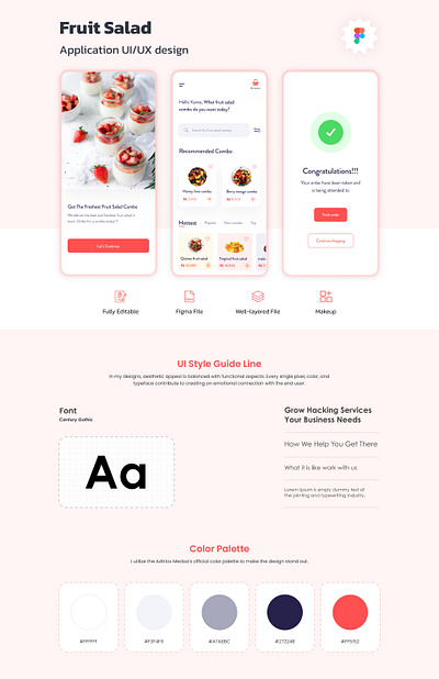 Fruit Salad App Design (UI/UX) app appdesign apple avocado banana cherry design food fruit fruitsalad helth kiwi mango orange salad screen strawberry ui uidesign uiux