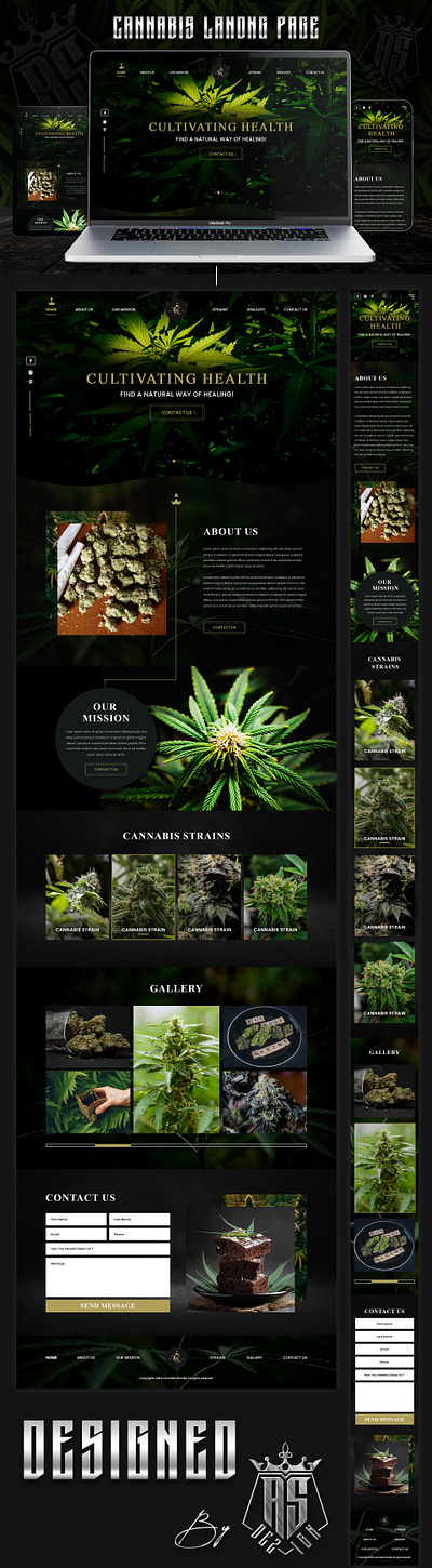 Cannabis Strains Landing Page branding cannabis design cannabis website creativedesign design graphic design landing page landing page design sleekdesign ui uidesign uiux web design website design