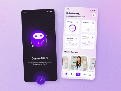 Derma AI Homepage, Mobile App Design, Artificial Intelligence app app design ar app artificial intelligence augmented re dermat dermatology mobile app mobile app design mobile ui ux personal treatment saas scan skin care app skin health skin scan skincare ui design ui ux design