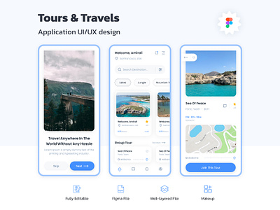 Tours & Travels App Design (UI/UX) app branding design india logo map plan summer tours travels ui uiux usa ux web design