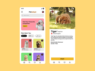 Pet adoption app adoption cat dog pet adoption pet app design pets ui