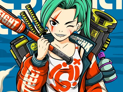 Street Punk girl Series #1 anime apparel art character comic cyberpunk design fashion illustration machine manga nft streetart urbanart