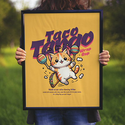 Taco Tango adorable cartoon cat cute design funny kittl pop culture print on demand t shirt t shirt design taco tango