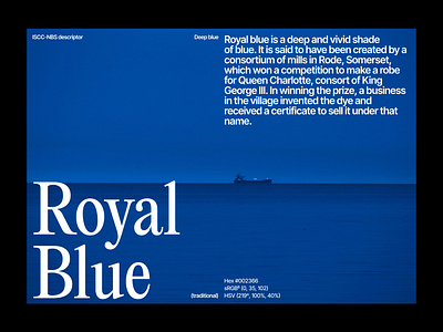 Royal Blue | Editorial layout, pt. 5 design editorial figma graphic design grid landing landing page layout minimal minimalism minimalist poster swiss typography ui ui design user interface web web design