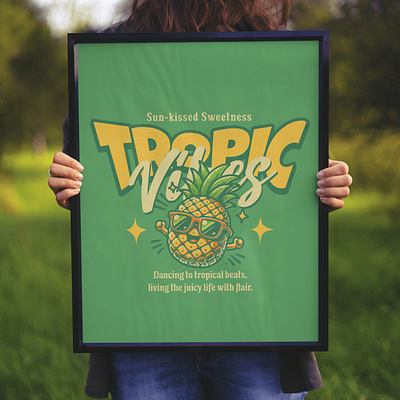 Tropic Vibes adorable cartoon cute design funny kittl pineapple pop culture print on demand t shirt t shirt design tropical vibes