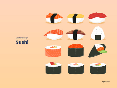 Vector Design - Sushi 🍣🍙🥢 branding collection design elements food graphic design illustration japan set sushi vector