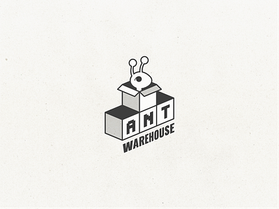 Ant Warehouse Logo animal ant box branding flat graphic design illustration logo mascot modern pixel playful tetris typography vector warehouse wild