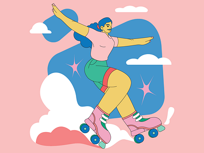 Radical Rhythm (1/3) 2d illustration flat flat design illustration rollerblades vector woman