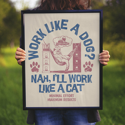 Work Like a Cat adorable cartoon cat chill cute design dog funny kittl pop culture print on demand t shirt t shirt design