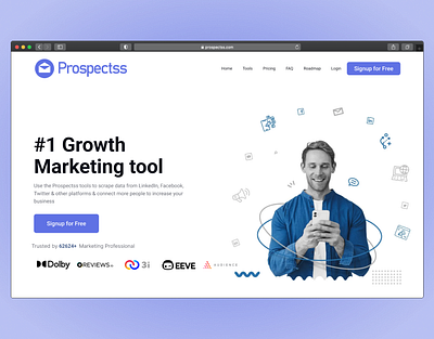 Prospectss - #1 Growth Marketing Tool banner branding graphic design header marketing tool ui ux web