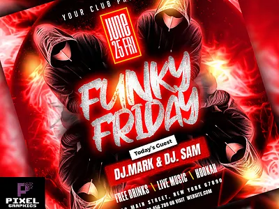 Friday Music Party Flyer celebration club flyer design dj flyer event event flyer event poster friday party graphic design music party party flyer photoshop psd flyer