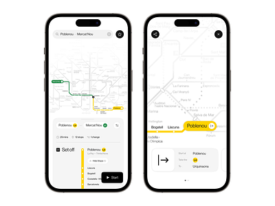 Subway app | Barcelona app apple application button cards ios iphone map minimal mobile mockup navigation search slider subway tollbar