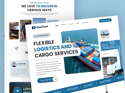 Logistics Landing Page Design cargo landing page logistics ui desing uiux web design website