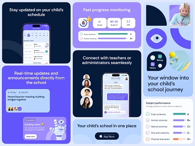 Education Platform UI Elements app design application design education graphic design interaction design interactive elements interface interface design mobile app pupils school stats ui ui design user experience user interface ux ux design web design