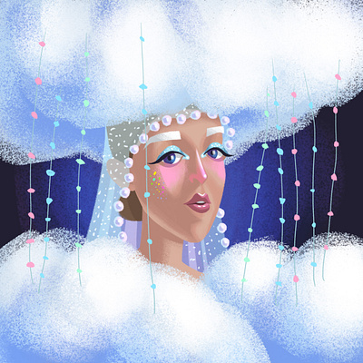 Princess in the clouds 2d art book illustration cartoon character clouds fairytale fantasy illustration tale woman