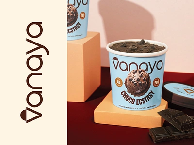 Vanaya - Gelato Logo + Packaging Design abstract brand identity gelato gelato logo gelato logo design gelato package gelato packaging ice cream ice cream logo ice cream package ice cream packaging letter logo logo design modern package packaging packaging design