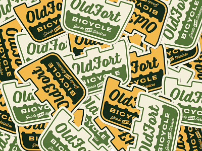 Old Fort Bicycle Badge Sticker badge design branding graphic design illustration vector