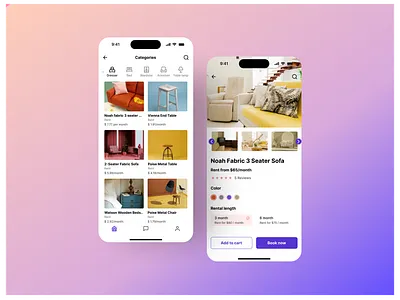 Product description page applict design illutration logo pdp rent rentalapp ui ux