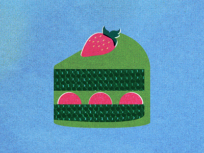 Strawberry Matcha Cake design flat graphic design illustration vector