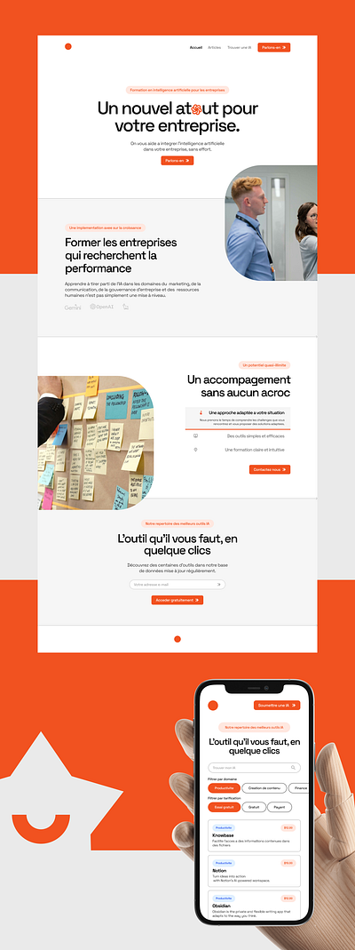 IAdepte - AI Directory Landing Page ai branding design directory french illustration landing minimal moden page ui web