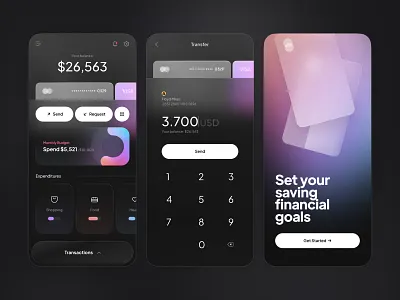 Finance Management Mobile App app application chart concept dark design dribbble finance gradient management mobile number ui