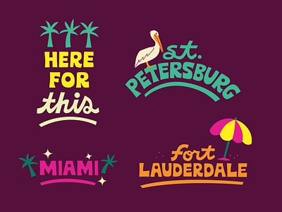 Visit Florida Lettering for Tourism videos beach branding design florida fort lauderdale handlettering illustration lettering miami nature ocean outdoors palm tree st petersburg summer tourism travel vacation vibrant