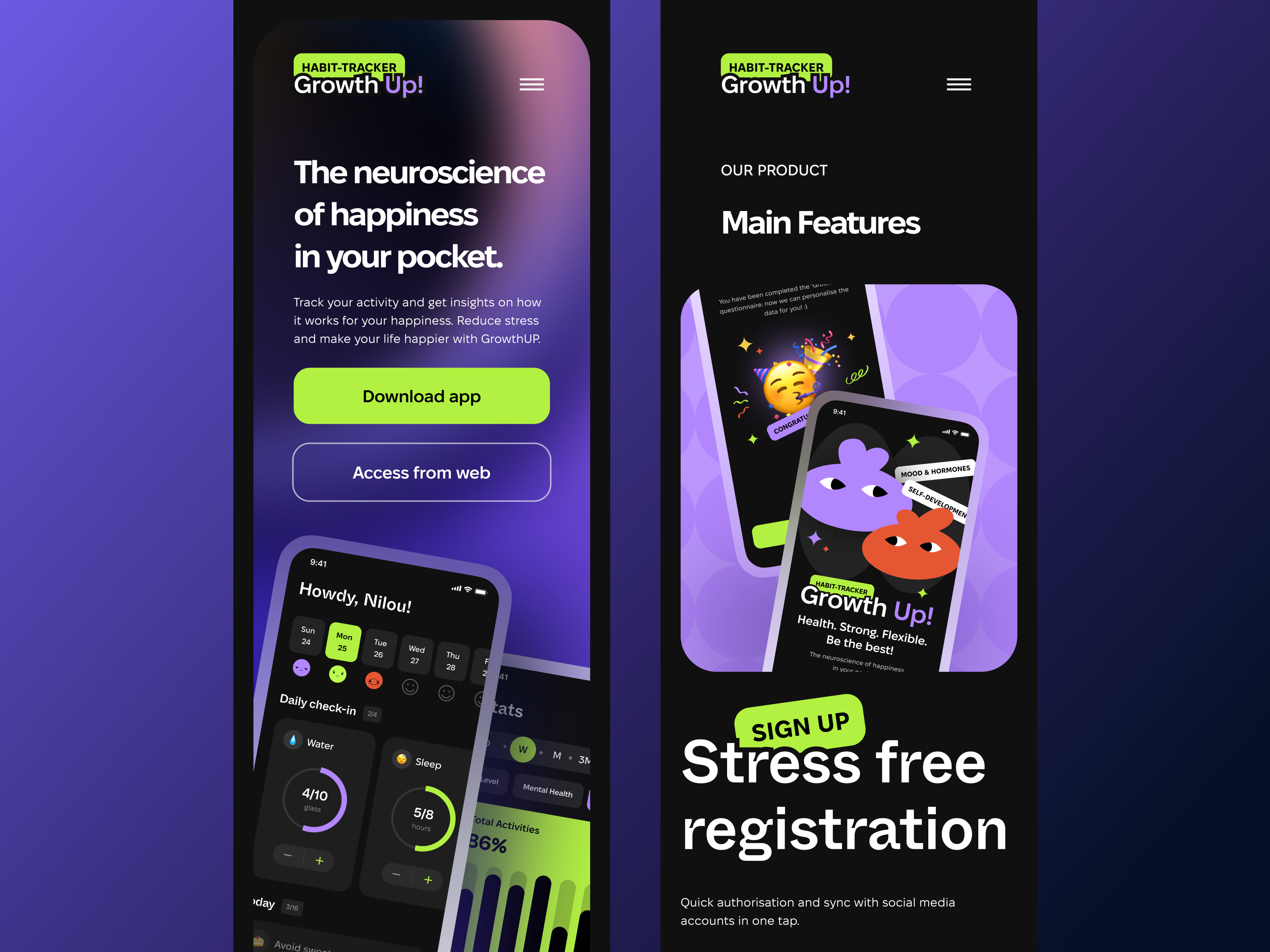 Growth: Habit Tracker – SaaS Landing page Mobile Responsive