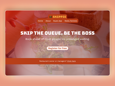 Restaurant Reservation Landing Page app food landing page ui ui design