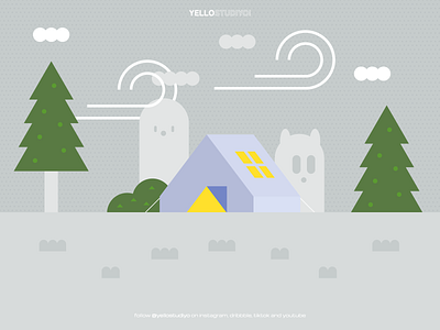 Camp Among The Great character design flat geometric graphic design illustration muted color pastel whimsical