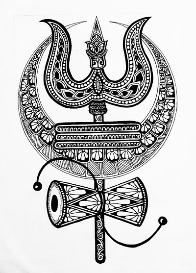 Trishul art design lord shiva mahashivratri mandala art trishul