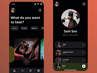 Music App app design app ui design mobile app design mobile interface mobile ui ui