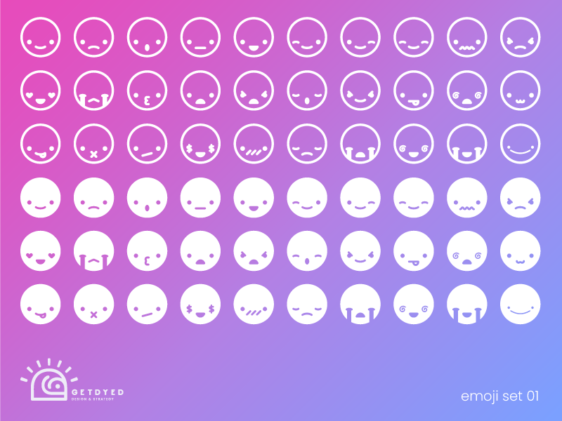 Emoji Set 01 - Faces (DOWNLOADABLE) cute design emoji emojis faces graphic design icon iconography icons illustration vector