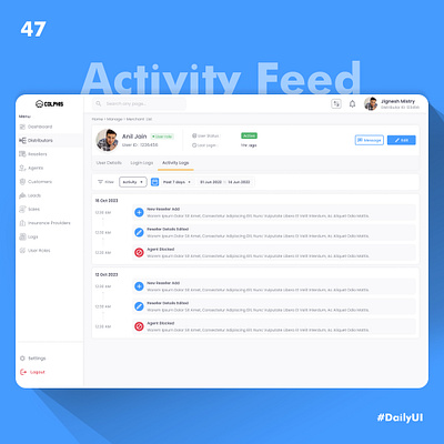 Activity Feed 100dayuichallenge activity feed branding dailyui day 47 design figma graphic design illustration logo ui vector