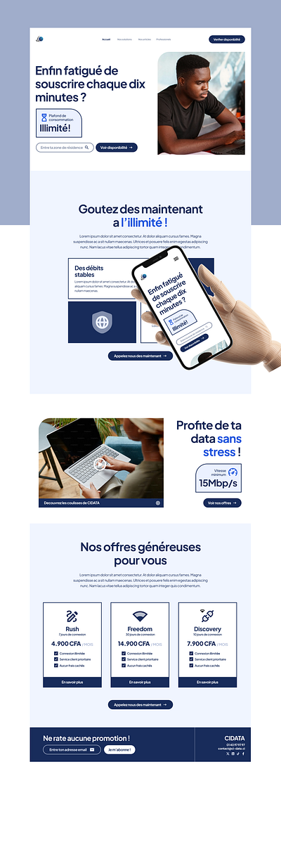 CIDATA - Internet Service Provider Landing Page branding frnech internet service provider isp landing mobile page responsive website