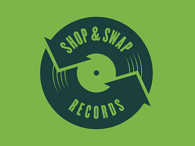 Shop & Swap Records Logo badge branding design graphic design identity illustration logo mark record store records vinyl