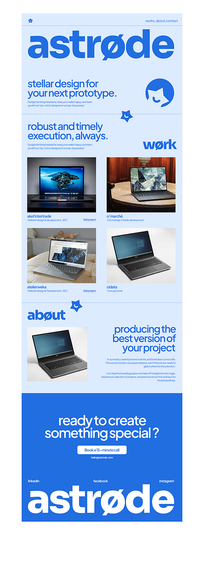 astrode - Web Design Landing Page agency branding contract design freelance landing logo page service web work