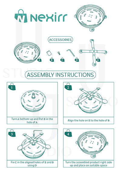 Instructions on setting up stand graphic design illustration