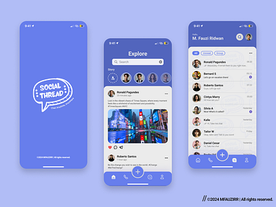 Messenger Mobile App Design - Social Thread app app design design mobil design ui uiux visualdesain