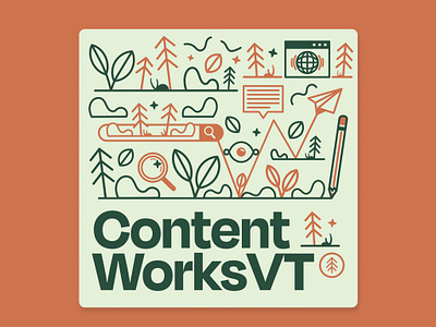 Content Works Vermont Biz Card + Brand Graphics brand design brand graphics branding business card conceptual design design graphic design icon design icons illustration marketing nature outdoorsy seo