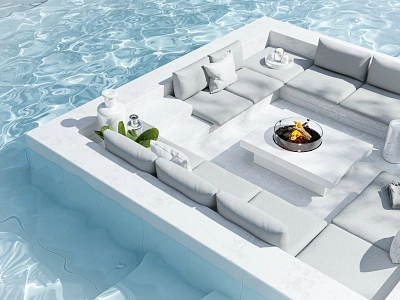 Poolside 3dillustration architecture backyard blender cgi couch design exteriordesign fire firepit patiodesign pool poolside product rendering summer water