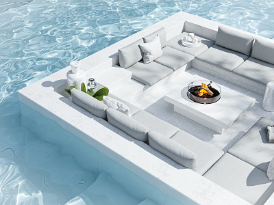 Poolside 3dillustration architecture backyard blender cgi couch design exteriordesign fire firepit patiodesign pool poolside product rendering summer water