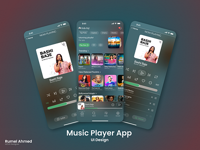 Music App app design design figma mobile music app design music app ui ui uiux user interface