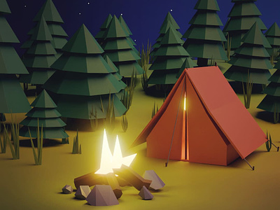 Low poly camping scene 3d blender campfire low poly missing it peace realstarmap
