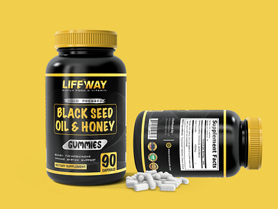 BLACK SEED OIL & HONEY SUPPLEMENT branding cbd oil design illustration label design labeldesign lable packaging design premium design product design supplement